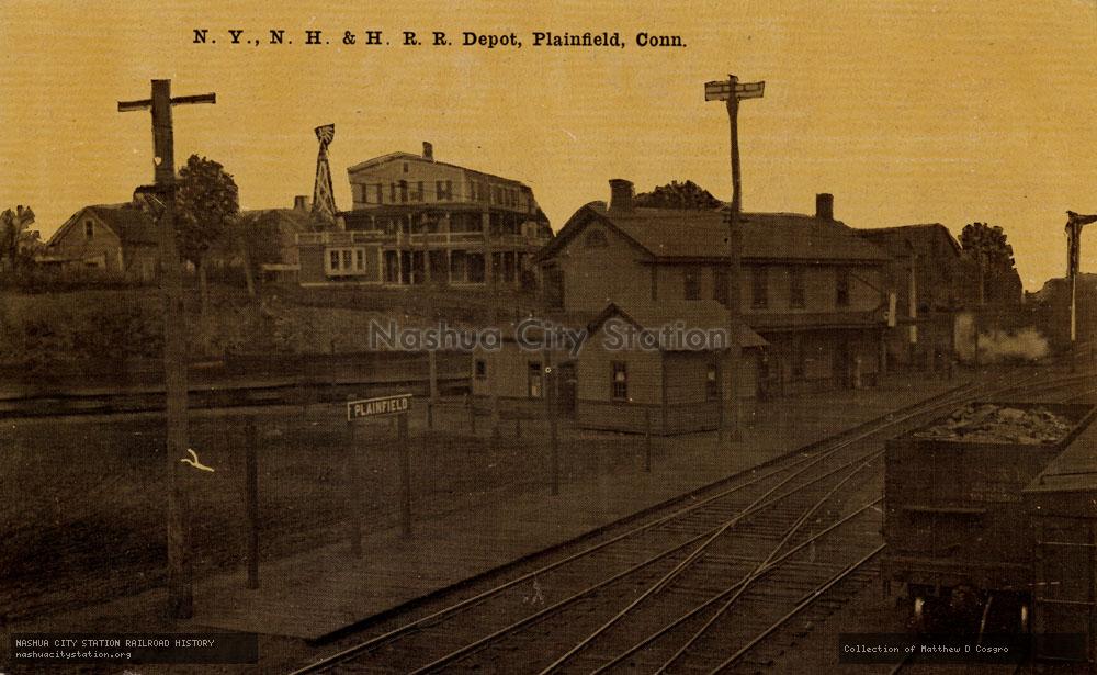 Postcard: New York, New Haven & Hartford Railroad Depot, Plainfield, Connecticut